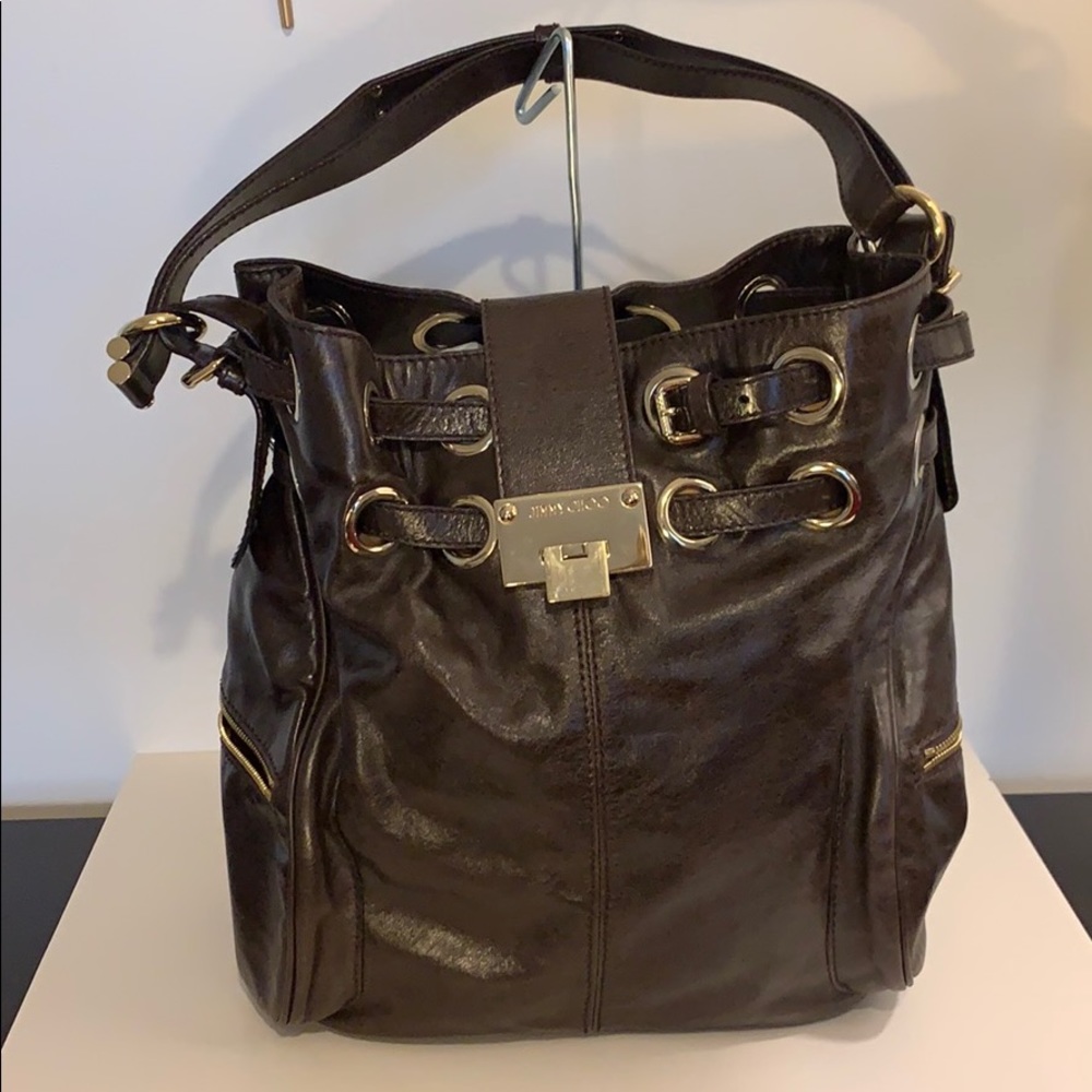 Jimmy Choo chocolate brown shoulder bag